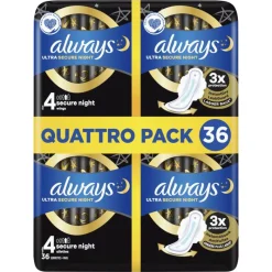 Clearance Always Maandverband Ultra Secure Night Wings Quatro Pack