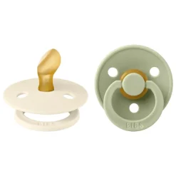 Clearance Bibs Anatomische Fopspeen Two Pack Natuurlijk Rubber Ivory/Sage Maat 1