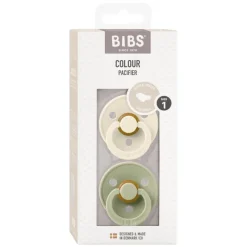 Clearance Bibs Anatomische Fopspeen Two Pack Natuurlijk Rubber Ivory/Sage Maat 1