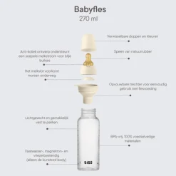 Best Bibs Babyfles 270 ML Sage met Latex speen en opvouwbaar trechtertje