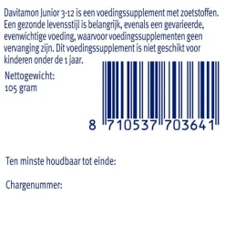Clearance Davitamon Junior 3+ Multivitamine Kinderen Frambozensmaak 120 Kauwvitamines