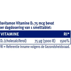 Hot Davitamon Vitamine D3 75 mcg Smelttabletten 60+15 stuks