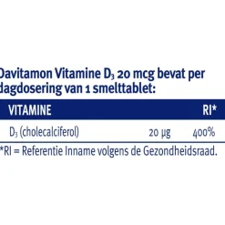 Discount Davitamon Vitamine D3 20 mcg Smelttabletten Voordeelverpakking 150 stuks