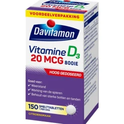 Discount Davitamon Vitamine D3 20 mcg Smelttabletten Voordeelverpakking 150 stuks
