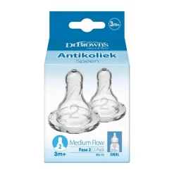 New Dr. Brown's Dr. Brown’s Flesspeen 3+ Maanden Fase 2 Smalle Halsfles 2 stuks