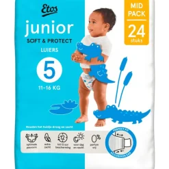Hot Etos Luiers Junior Maat 5 11-16 kg Mid Pack 24 stuks