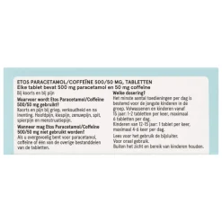 New Etos Paracetamol/Coffeïne 500/50 mg 50 stuks