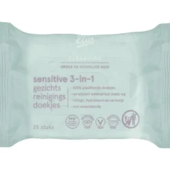New Etos Sensitive 3-in-1 Face Cleansing Wipes 25 stuks