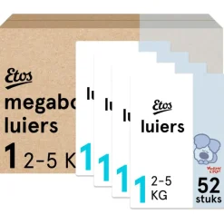 Best Etos Woezel & Pip Luiers Newborn Maat 1 2-5 kg Megabox 4x52 stuks