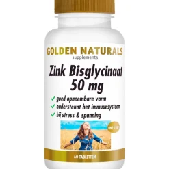 New Golden Naturals Zink Bisglycinaat 50 mg Tabletten 60 stuks