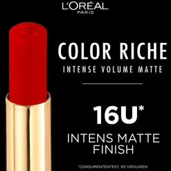 Hot L'Oréal Paris Color Riche Intense Volume Matte Lipstick Rood 480 Le Plum Dominant 1,8 GR 480 - Le Plum Dominant