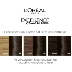 Discount L'Oréal Paris Excellence Cool Creams Permanente Haarverf 5.11 Ultra Ash Lichtbruin 5.11 - Ultra ash lichtbruin