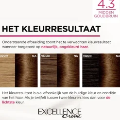 New L'Oréal Paris Excellence Crème Verzorgende Crèmekleuring 4.3 Midden Goudbruin