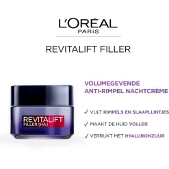 Sale L'Oréal Paris Revitalift Filler Hyaluronzuur Anti-Rimpel Nachtcrème 50 ML