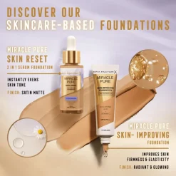 Hot Max Factor Miracle Pure Serum Foundation 30 ML 60-80 Light To Medium