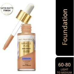 Hot Max Factor Miracle Pure Serum Foundation 30 ML 60-80 Light To Medium