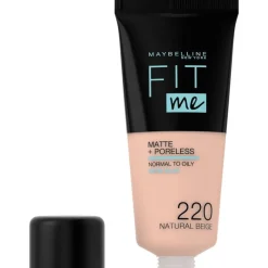 Hot Maybelline New York Fit Me Matte + Poreless Foundation 30 ML 220 Natural Beige