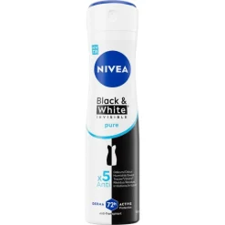 New NIVEA Black & White Invisible Pure Deodorant Spray 150 ML