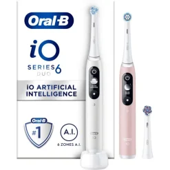 Oral-B iO 6 Wit & Roze 2 Elektrische Tandenborstels By Braun