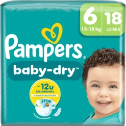 Sale Pampers Baby Dry Luiers Maat 6 13-18 KG 18 Stuks