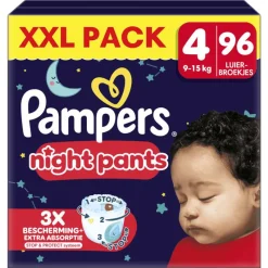 Outlet Pampers Baby Dry Night Pants XXL Pack Luierbroekjes Maat 4 9-15 KG 96 Stuks