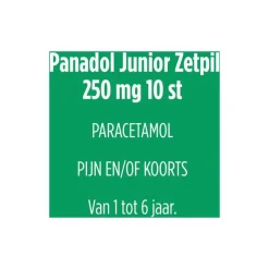 Online Panadol Junior Zetpillen 250 mg Paracetamol voor kinderen van 1 tot 6 jaar 10 stuks