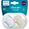 Outlet Philips Avent Fopspeen Ultra Air Day 0-6M Double Pack, mixed - SCF087/05