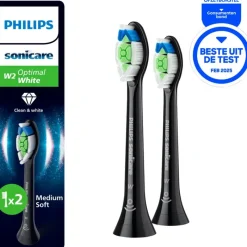 Online Philips Sonicare Optimal White Opzetborstel Zwart 2 pack - HX6062/88