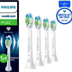 Sale Philips Sonicare Optimal White Opzetborstel Wit 4-Pack - HX6064/87