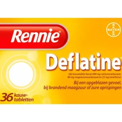 Hot Rennie Deflatine Kauwtabletten Bij Opgeblazen Gevoel Of Winderigheid 36 Stuks