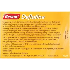 Hot Rennie Deflatine Kauwtabletten Bij Opgeblazen Gevoel Of Winderigheid 36 Stuks
