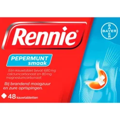 Sale Rennie Pepermunt Kauwtabletten Bij Brandend Maagzuur 48 stuks