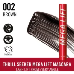 New Rimmel London Thrill Seeker Mega Lift Mascara - Bruin - 002 Brown