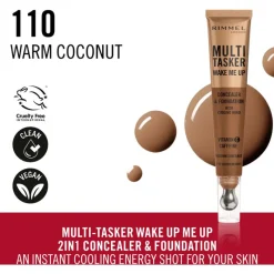 Outlet Rimmel London Rimmel Multi-Tasker Wake Me Up Concealer en Foundation 110 Warm Coconut