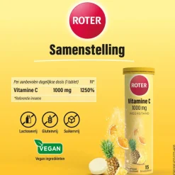 Hot Roter Vitamine C1000 mg Sinaasappel-Ananas bruistabletten 15 stuks