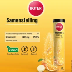Online Roter Vitamine C Bruis 1000 mg Abrikoos-Sinaasappel 20 bruistabletten