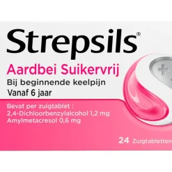 Sale Strepsils Keeltabletten Aardbei Suikervrij 24 stuks